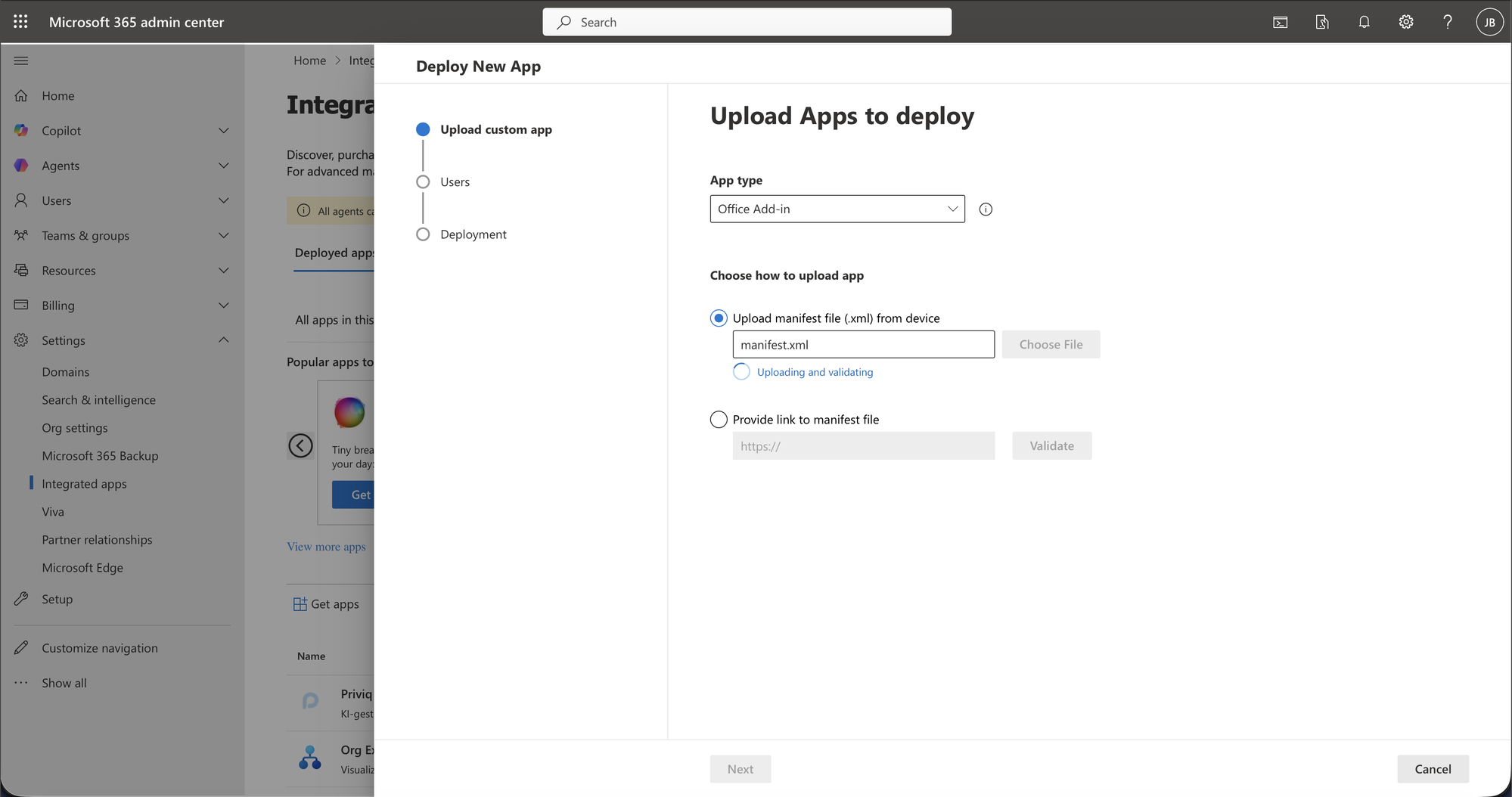 Upload Apps to deploy mit Datei-Upload